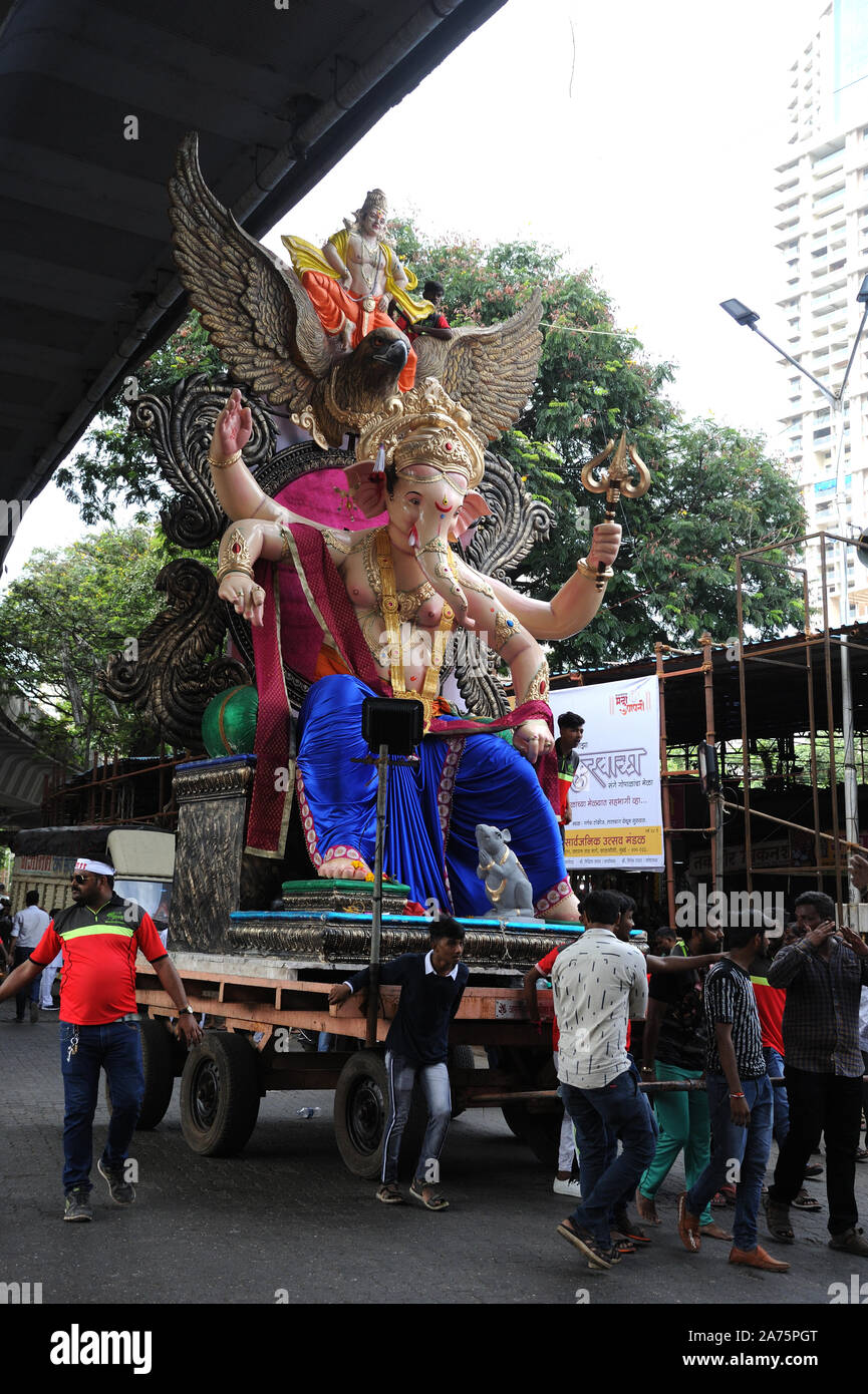 Mumbai Maharashtra India Asia Procession Huge Idols Of Lord Ganesh mumbai-maharashtra-india-asia-procession-huge-idols-of-lord-ganesh