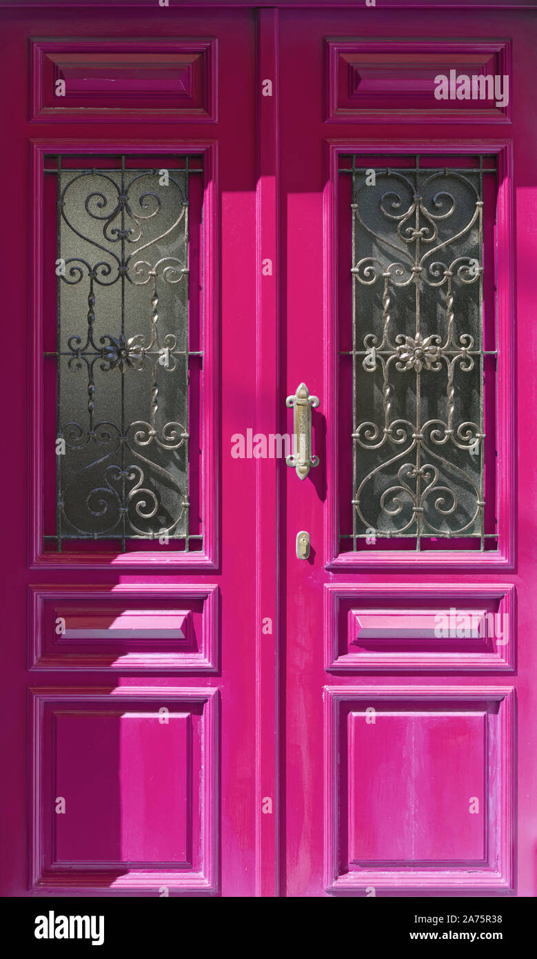 Wood door wrought iron hi-res stock photography and images - Alamy