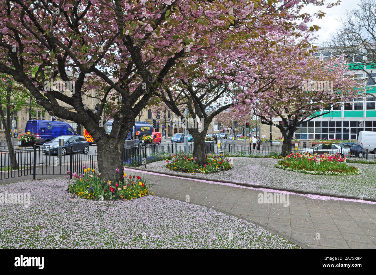 Spring, Town Hall Square, Keighley Stock Photo Alamy