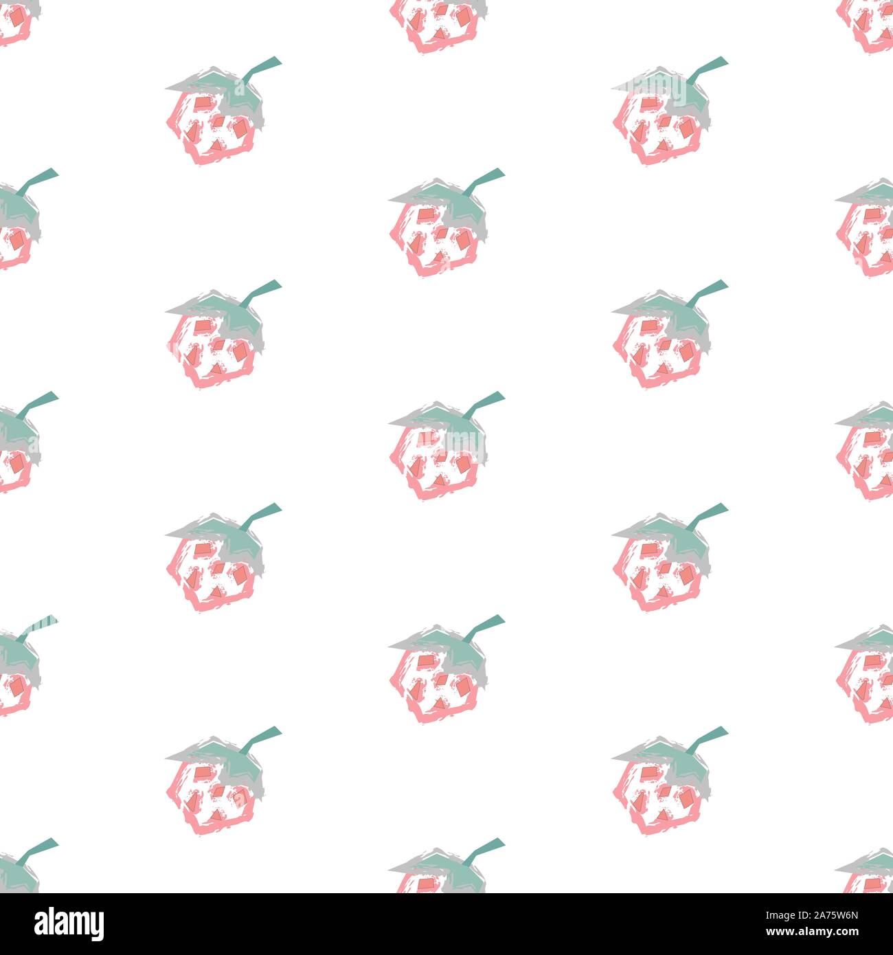 Seamless pattern with hand drawn strawberries on white background ...