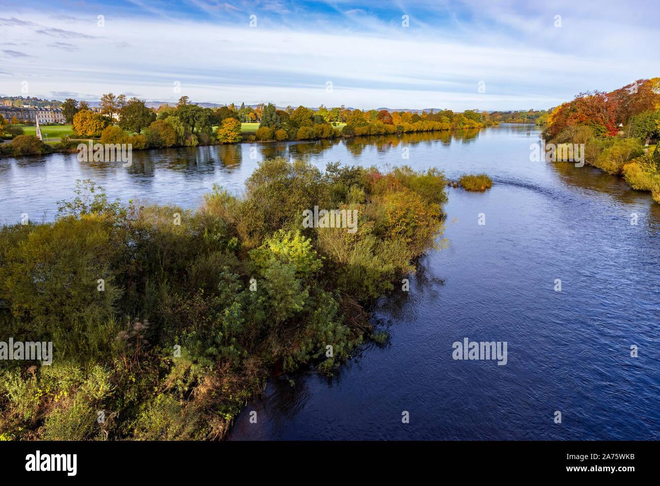 The river Tay and the North Inch at Perth Stock Photo Alamy