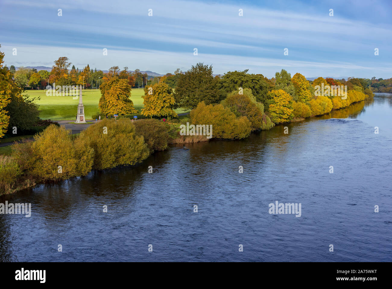 The river Tay and the North Inch at Perth Stock Photo Alamy