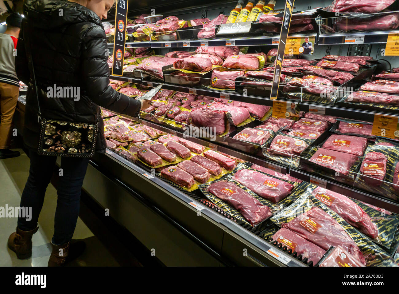 Thousands of excited shoppers flock to the Wegmans supermarket in Brooklyn in New York on its grand opening day, Sunday, October 27, 2019.  The chain, which has a cult-like following, opened its first store in New York City in the Brooklyn Navy Yard. The 74,000 square foot store is the 103 year old company’s 101st store and provided almost 600 jobs. (© Richard B. Levine) Stock Photo