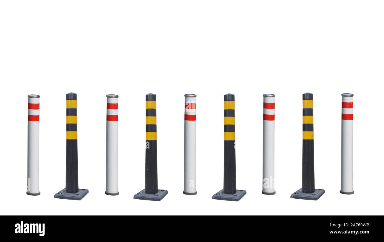 Road column isolated on a white background. Road safety Stock Photo