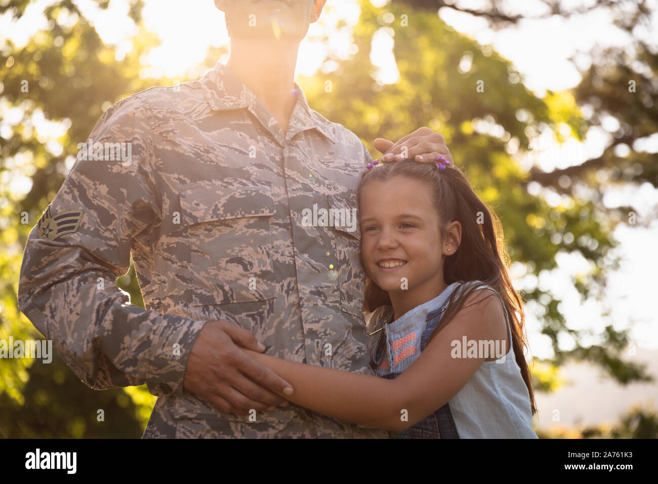 Soldier with daughter Stock Photo Alamy