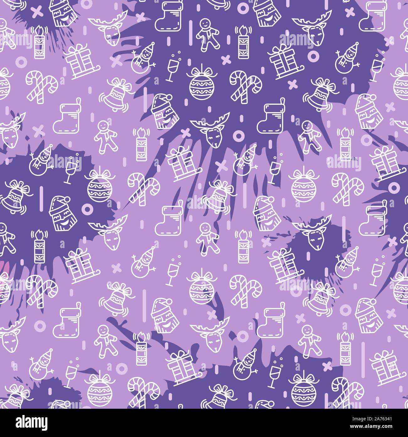 Vector christmas seamless  pattern in purple  Stock Vector