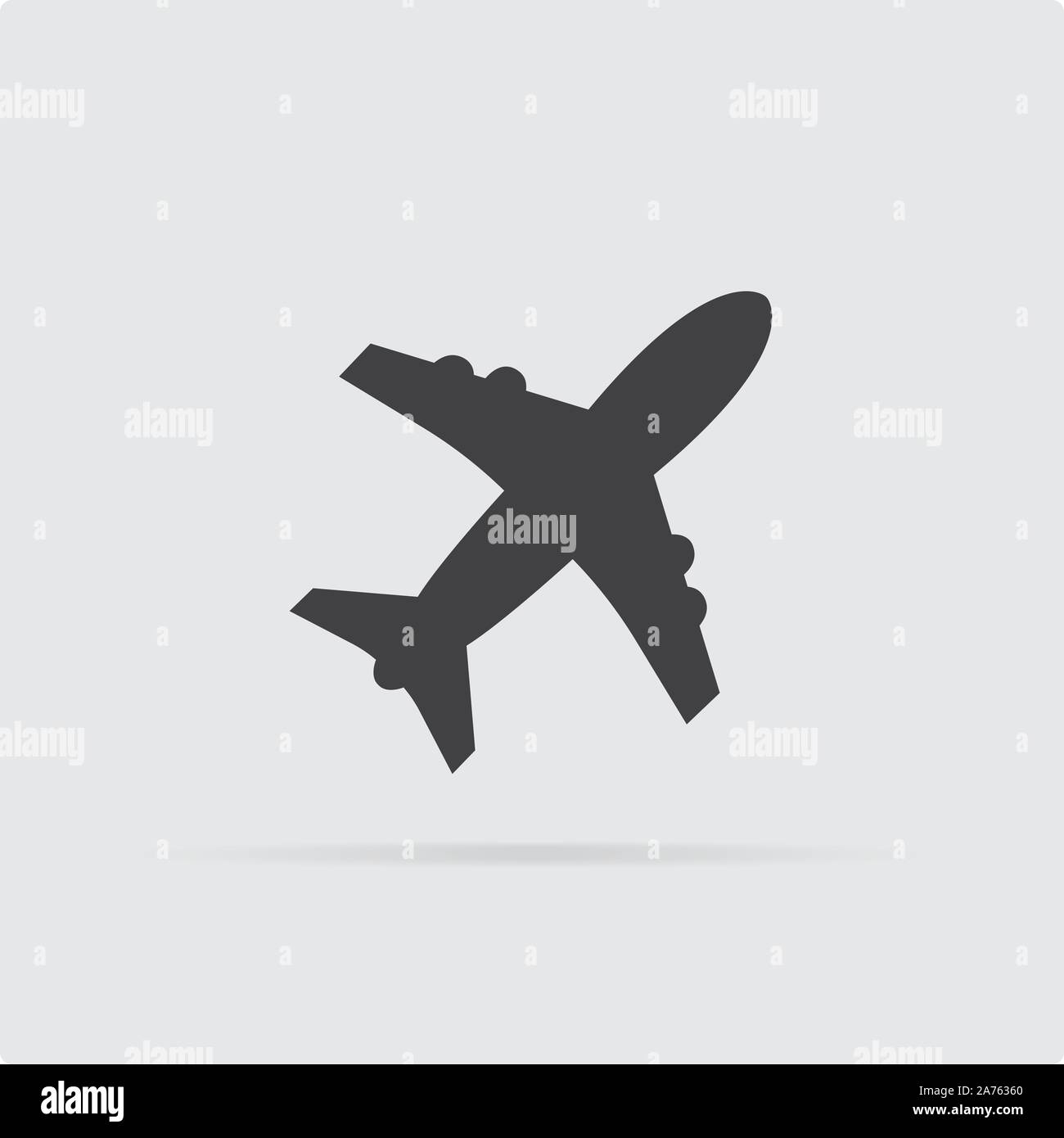 Airplane icon in flat style isolated on grey background. For your ...