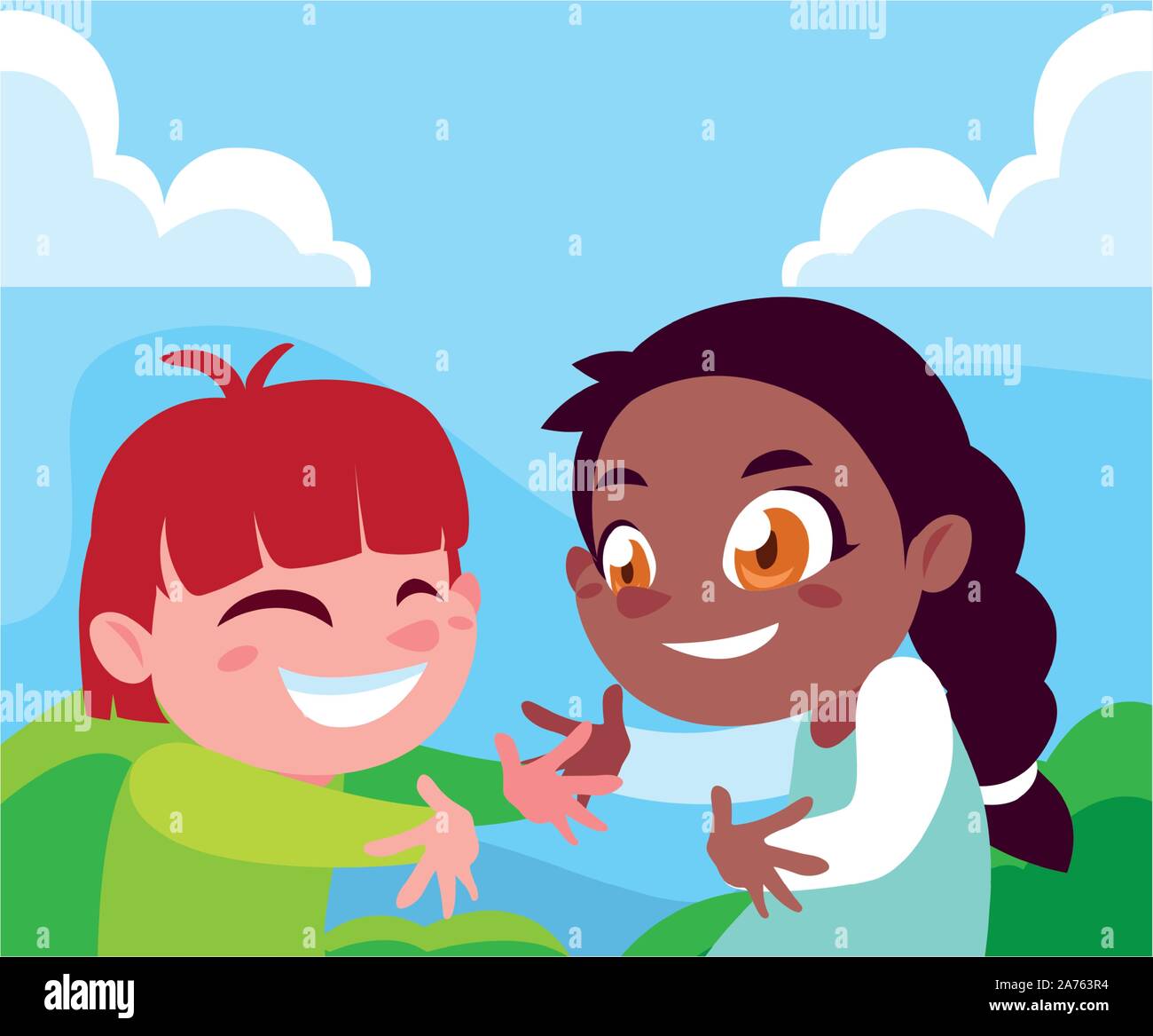 Boy and girl cartoon playing outside design, Kid childhood little people  lifestyle and person theme Vector illustration Stock Vector Image & Art -  Alamy