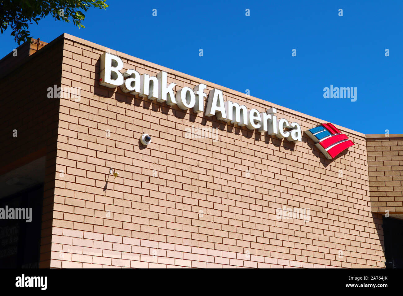 Bank of America sign. BofA is an American multinational investment Bank