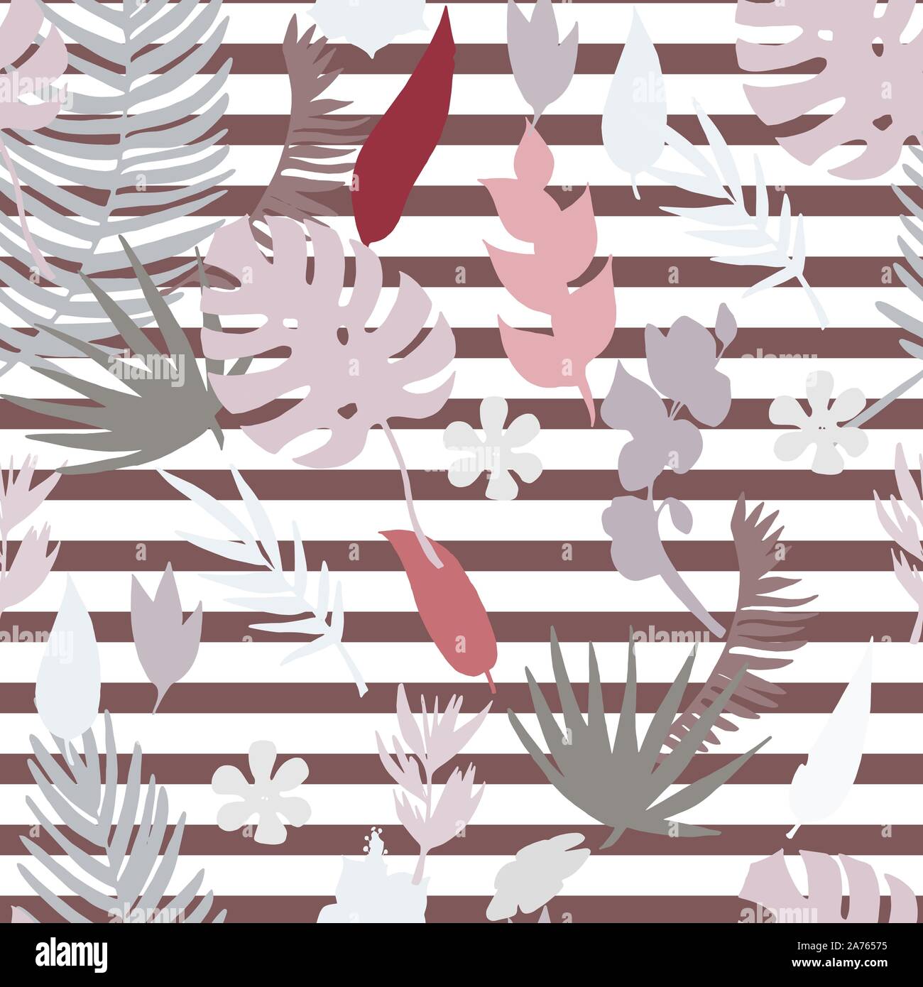 Vector seamless pattern with tropical plants Stock Vector