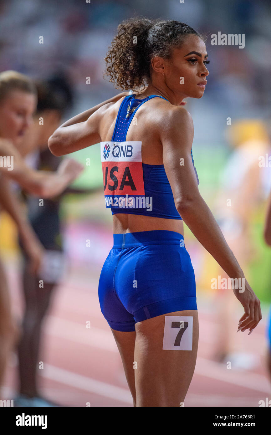 DOHA - QATAR OCT 6: Sydney McLaughlin of the USA competing in the women ...