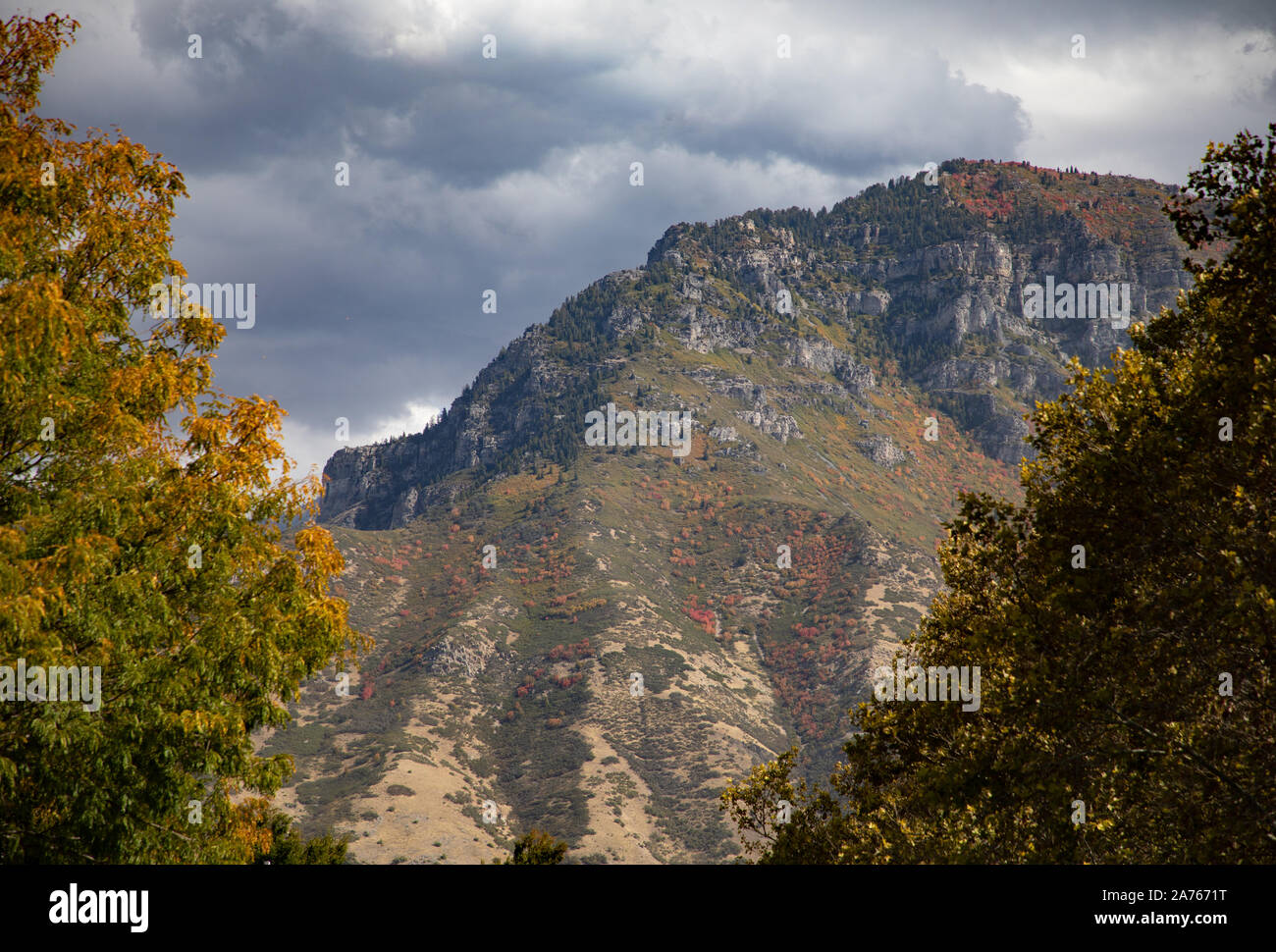 Wasatch Front with clouds Stock Photo