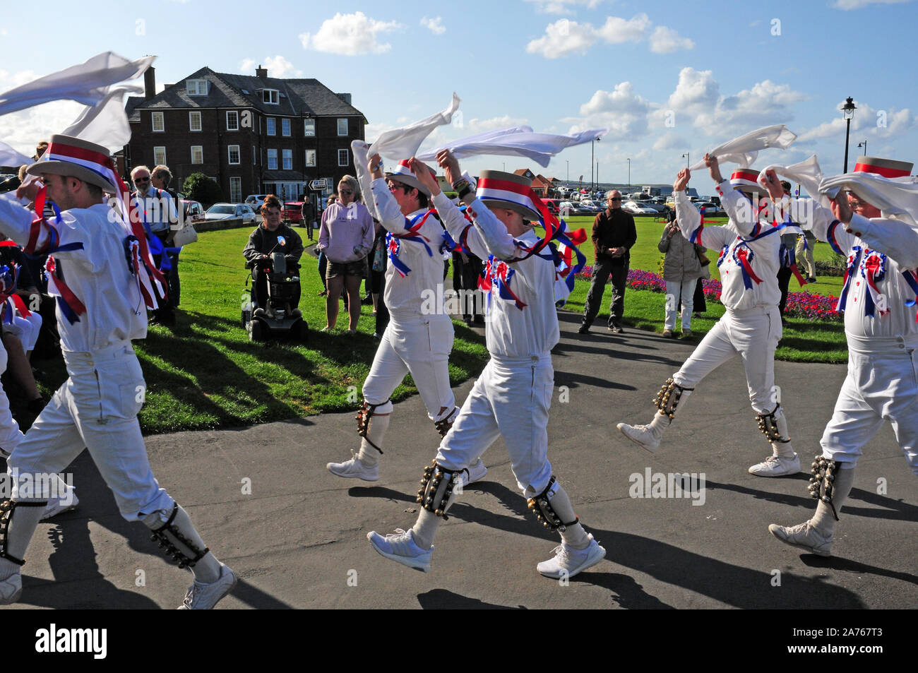 Berkkshire Bedlam Morris dancers in a processional dance. Stock Photo