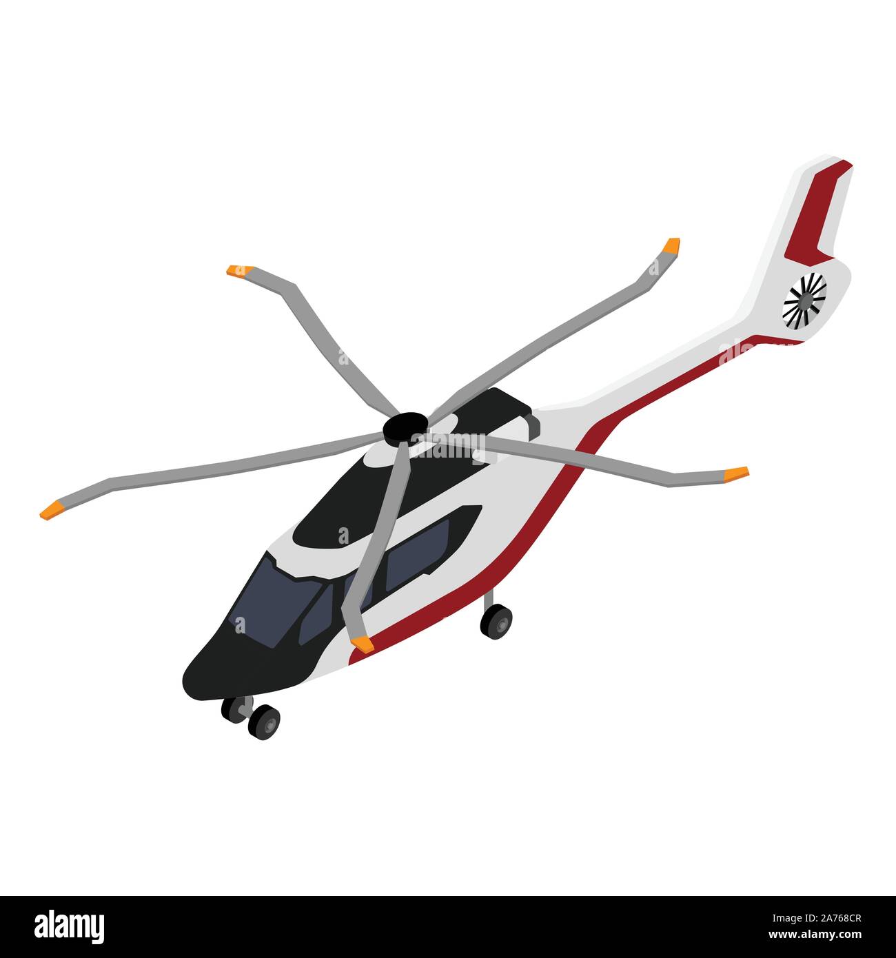 Luxury realistic helicopter isolated on white background isometric view Stock Vector
