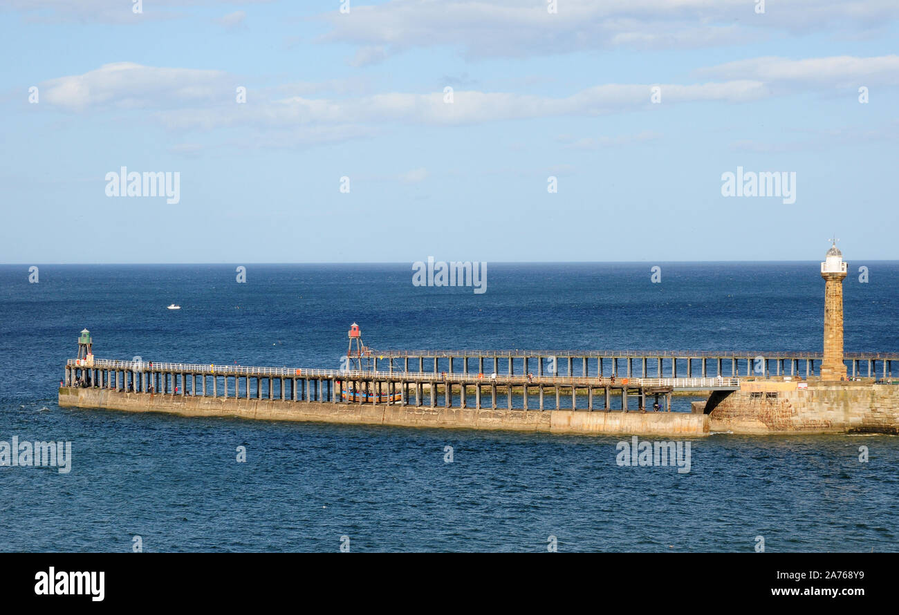 The mouth of the River Esk, Whitby. Stock Photo