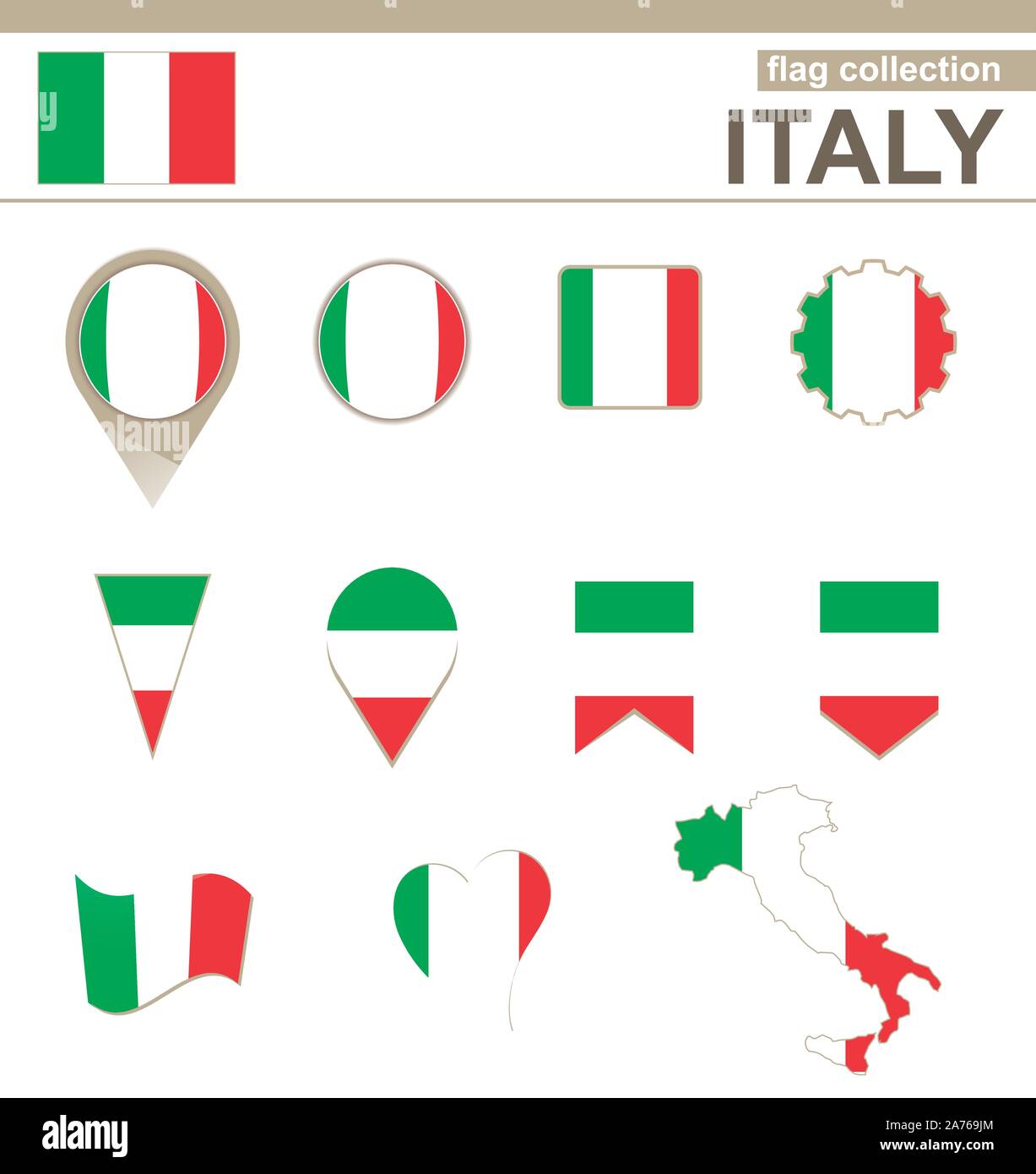 Vector set italy icons flag background Stock Vector Images - Alamy