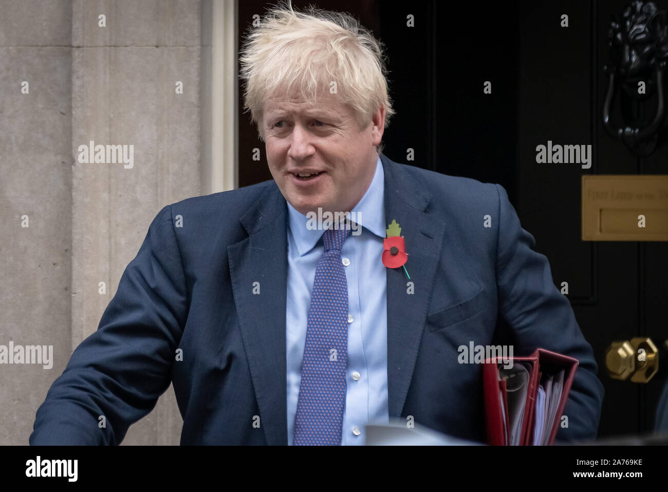 London, UK. 30th Oct 2019. Prime Minister Boris Johnson leaves No.10 Downing Street for weekly questions in Parliament. Credit: Guy Corbishley/Alamy Live News Stock Photo