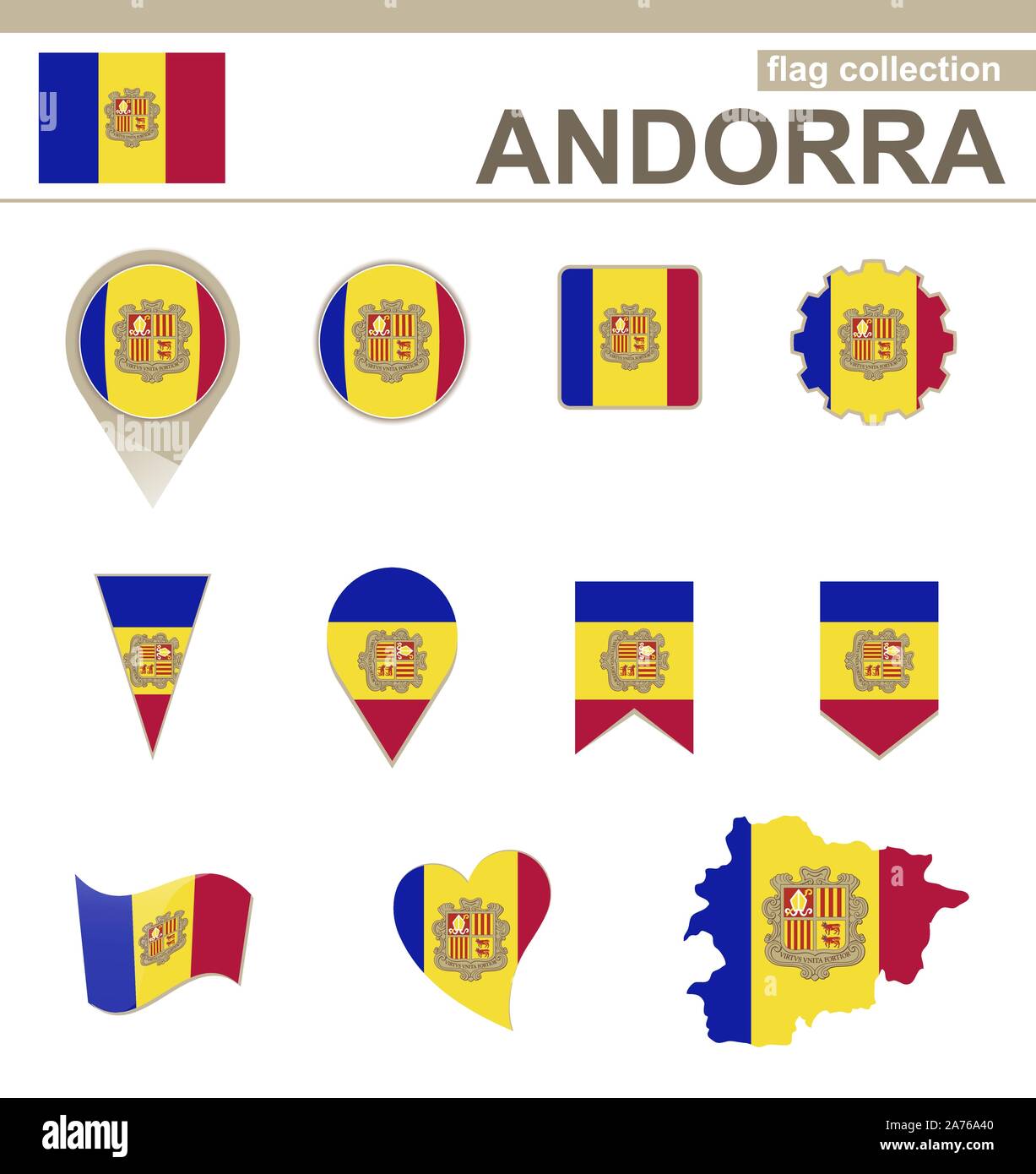 Andorra Flag Collection, 12 versions Stock Vector