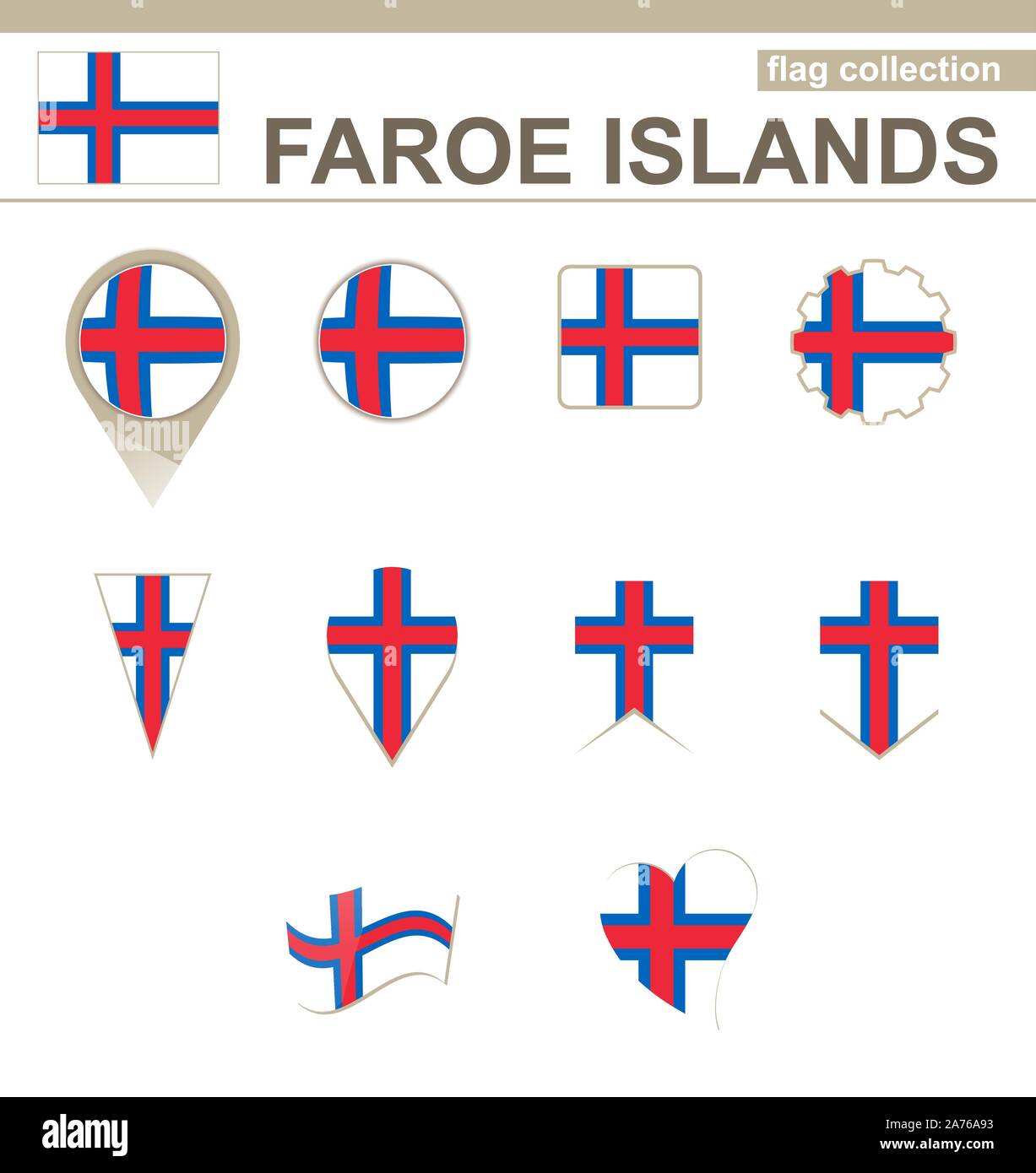 Faroe Islands Flag Collection, 12 versions Stock Vector