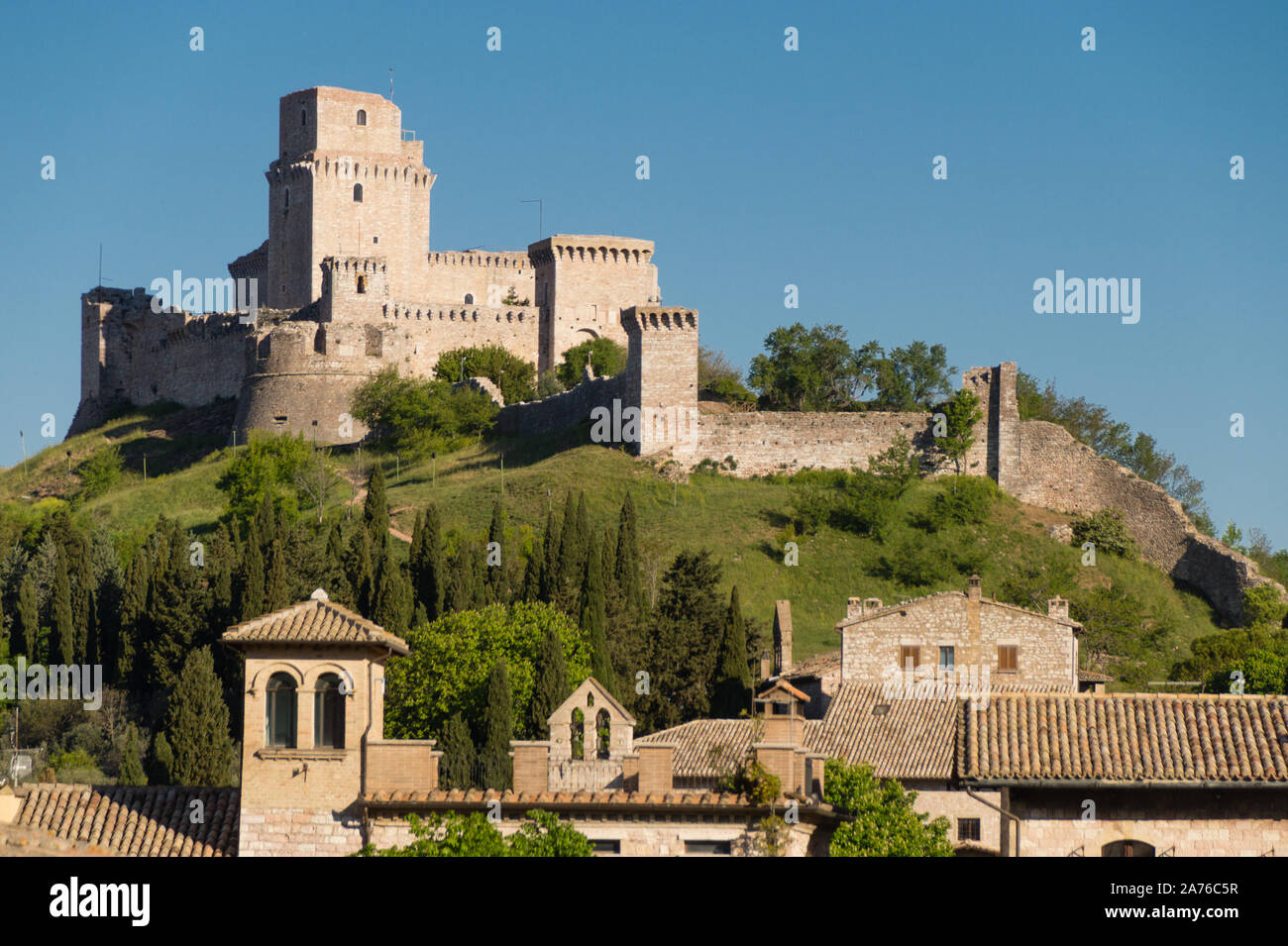 Burg Rocca Maggiore in Assisi Stock Photo