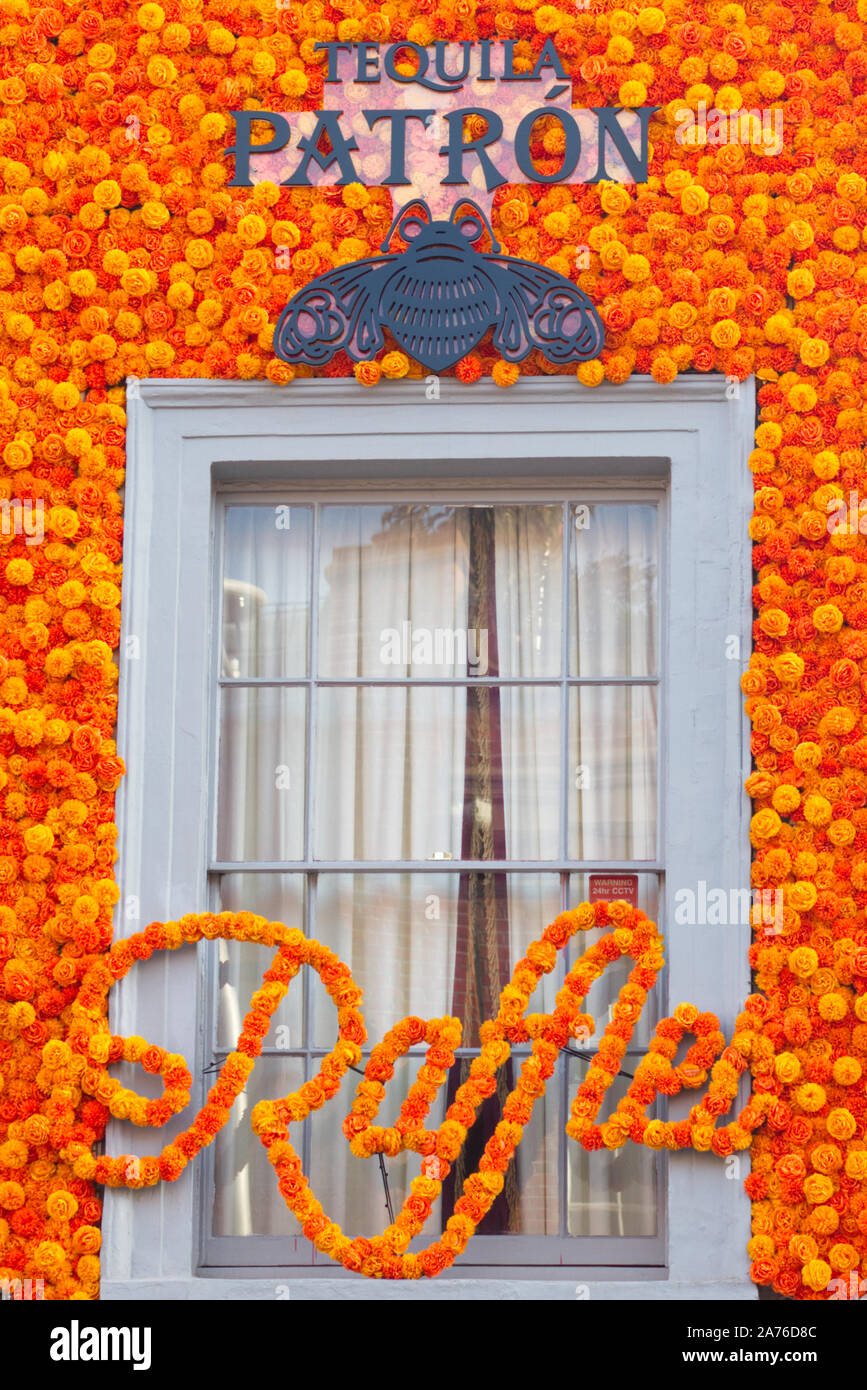 Raffles Chelsea, covered in orange flowers Stock Photo