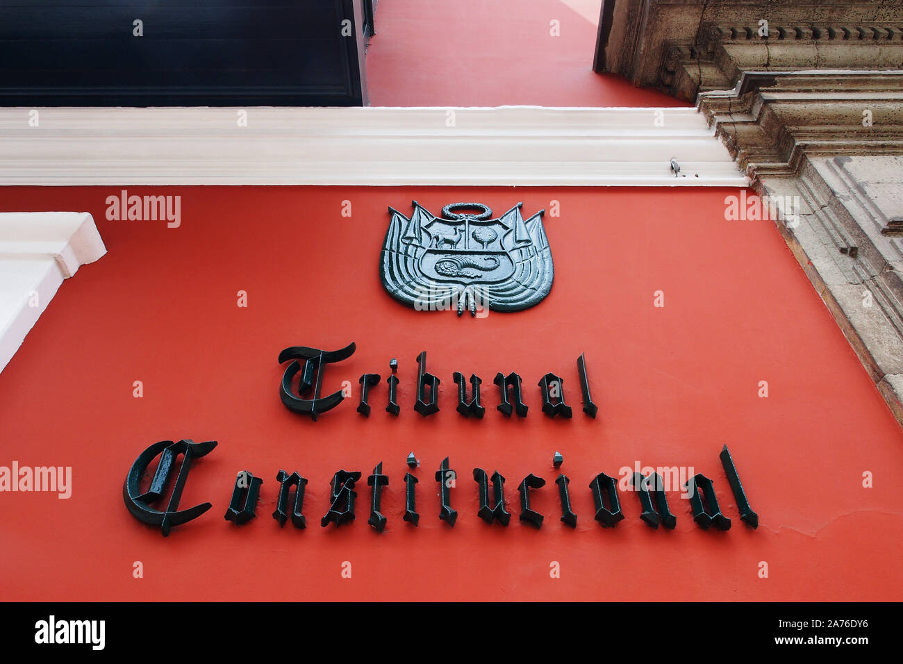 Facade of the Constitutional Tribunal of Peru, in Lima. Stock Photo