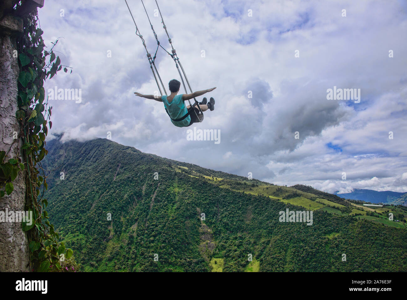 The Swing at the End of the World, Casa de Arbol, Baños de Agua Santa,  Ecuador Stock Photo - Alamy