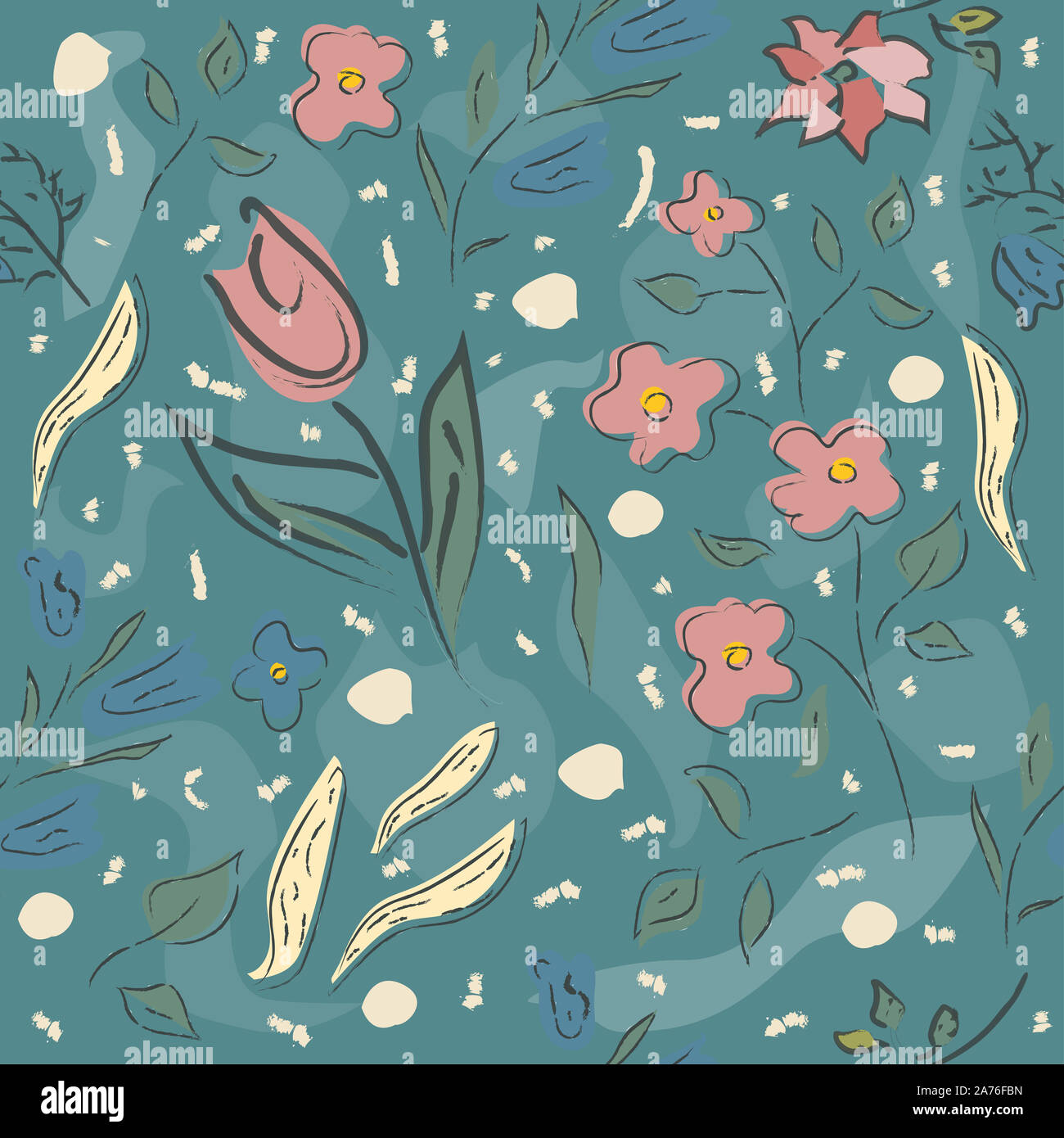 Floral Seamless Pattern. Hand Drawn. Vector Illustration Stock Photo ...