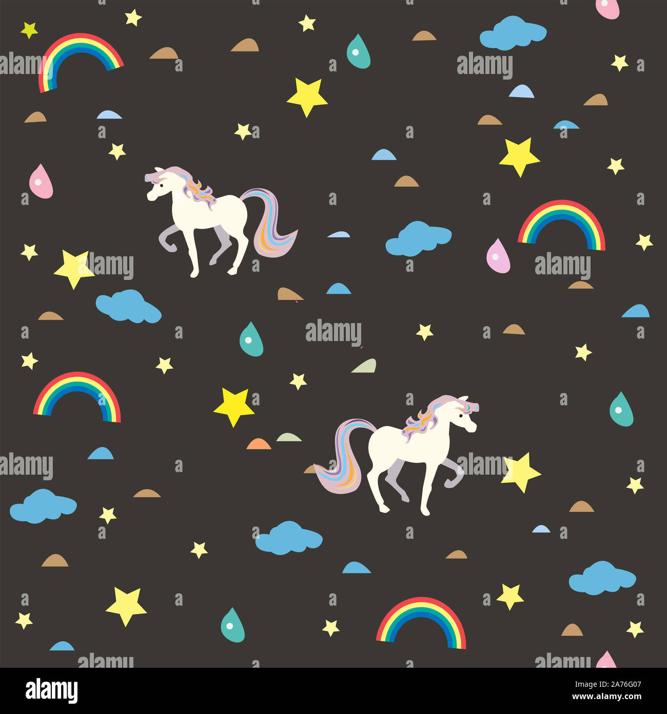 Unicorn Seamless pattern with decorative elements. Vector Illustration ...