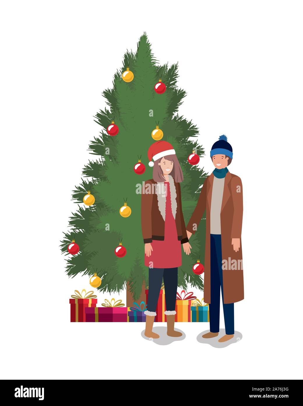 Happy couple boxes plant Stock Vector Images - Alamy