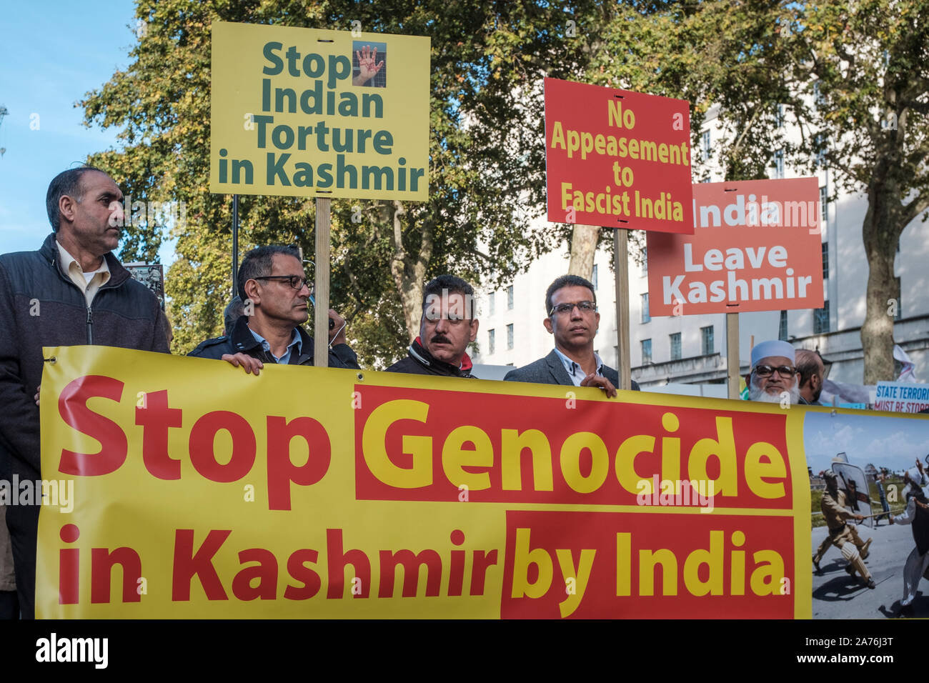 London,UK, 27 th Oct 2019.Hundreds of people gathered  in Central London in solidarity with  the Kashmiri people.On 5th of August 2019 , a complete si Stock Photo