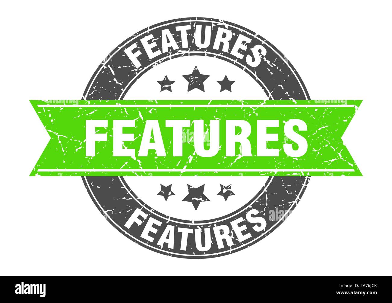 features round stamp with green ribbon. features Stock Vector Image ...