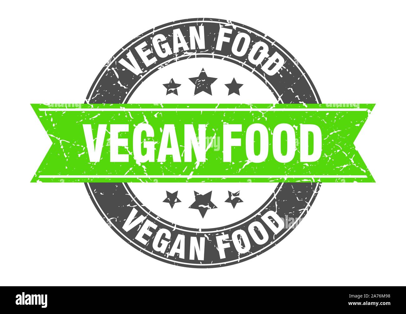 vegan food round stamp with green ribbon. vegan food Stock Vector Image ...
