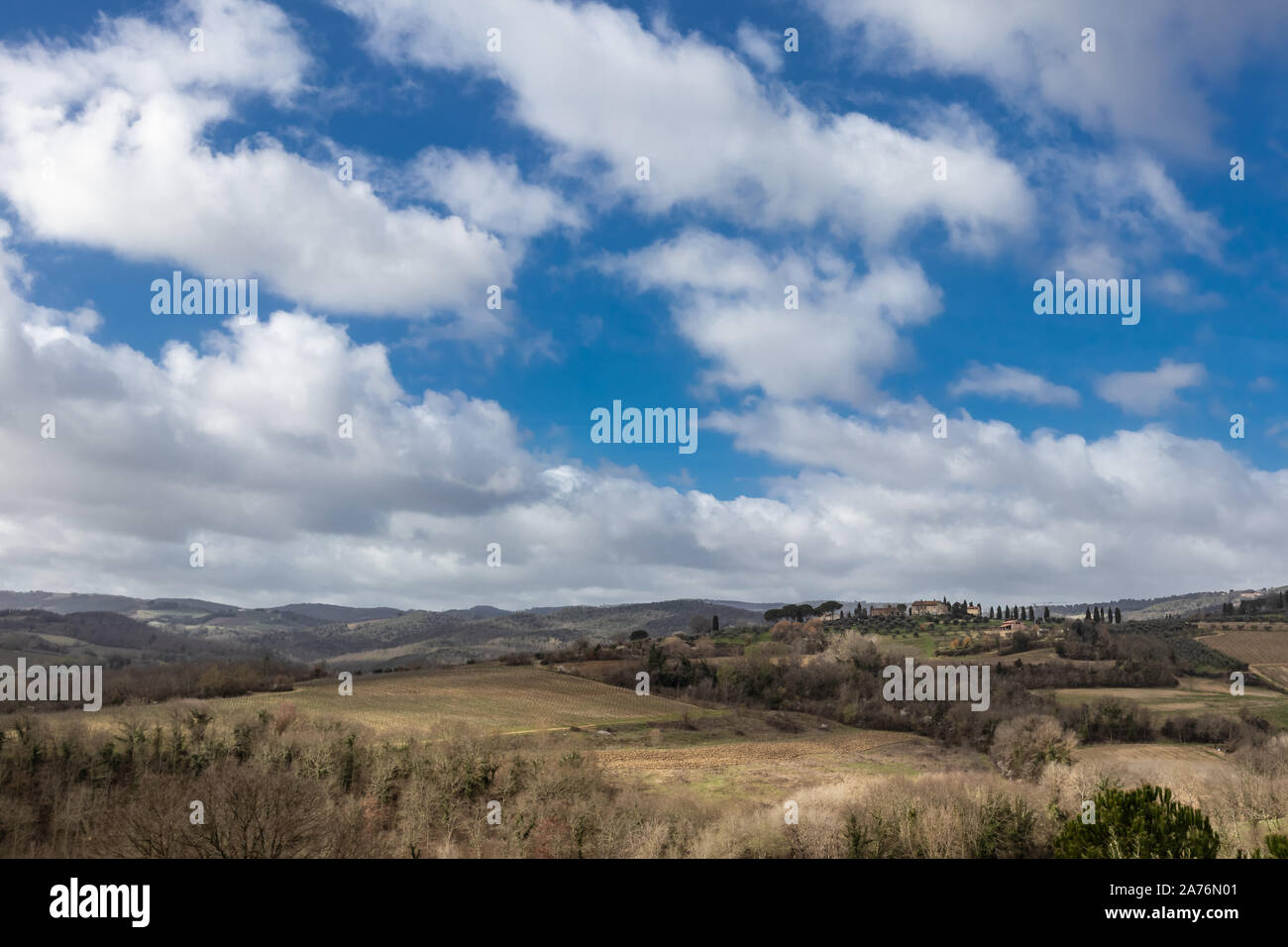 Rural landscape and vineyards in Tuscany, Italy Stock Photo