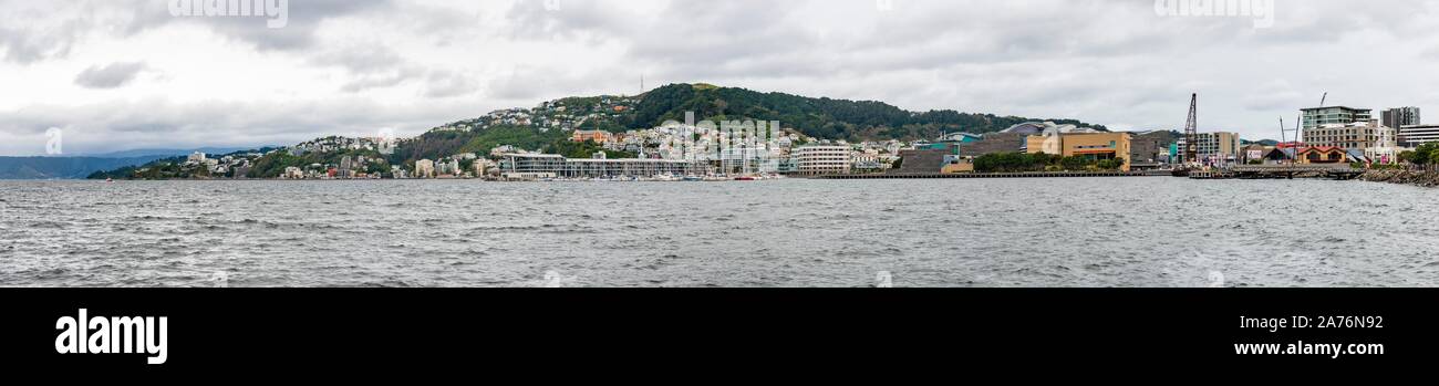 Panoramic view Wellington, Oriental Bay, North Island, New Zealand Stock Photo