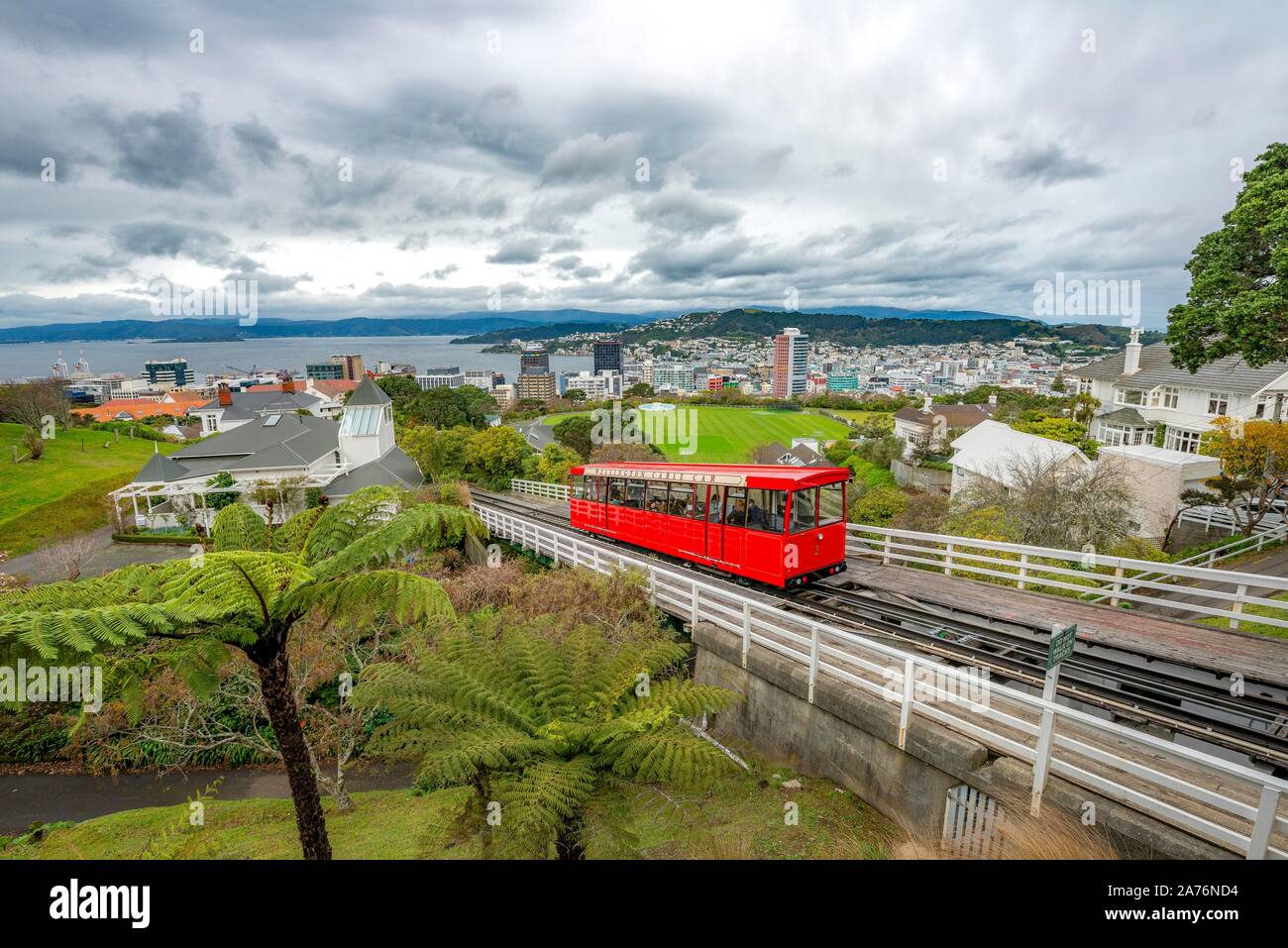 Historic cog railway, Wellington Cable Car, Wellington Region, North Island, New Zealand Stock Photo