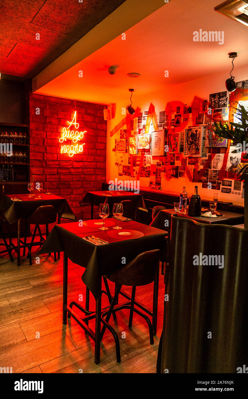 A Fuego Negro pintxos restaurant, San Sebastian, Spain Stock Photo
