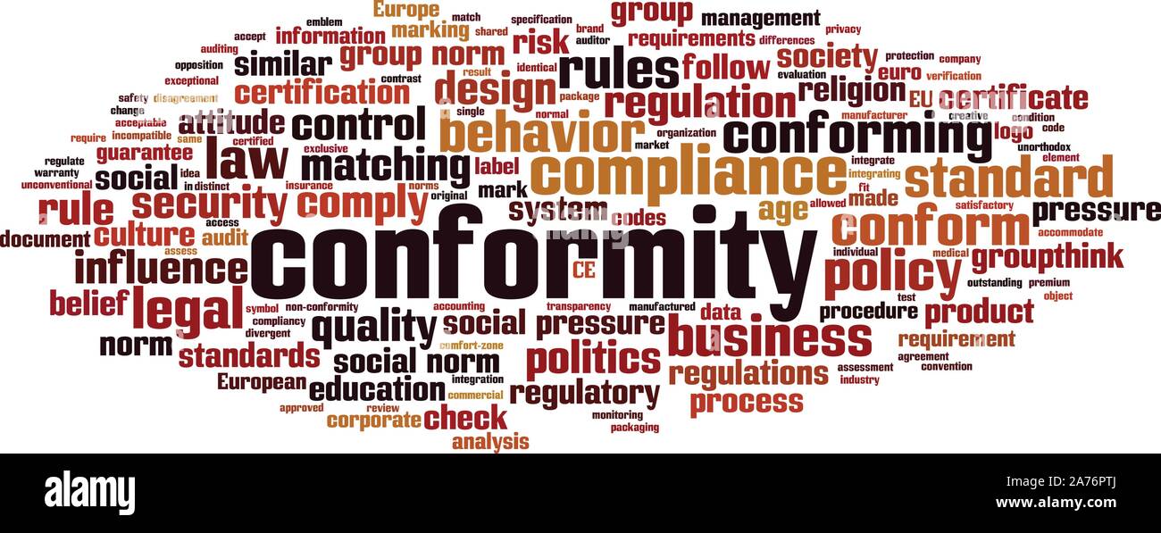 Conformity word cloud concept. Collage made of words about conformity. Vector illustration Stock Vector