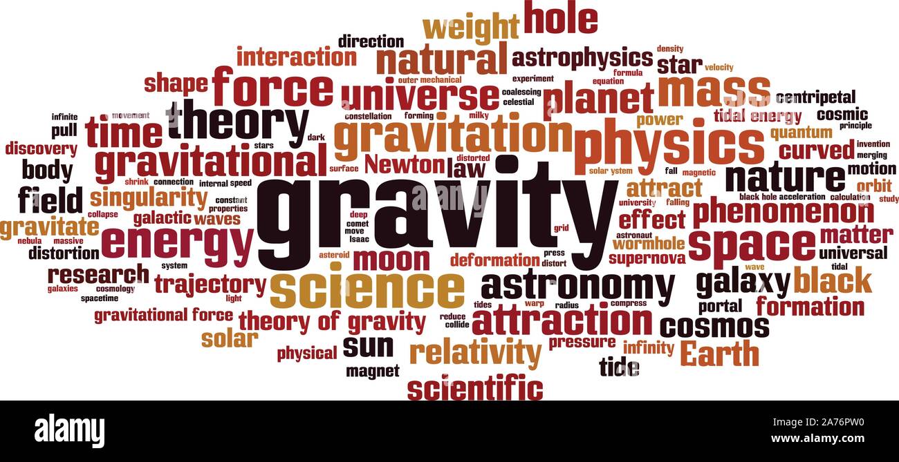 Gravity word cloud concept. Collage made of words about gravity. Vector illustration Stock Vector