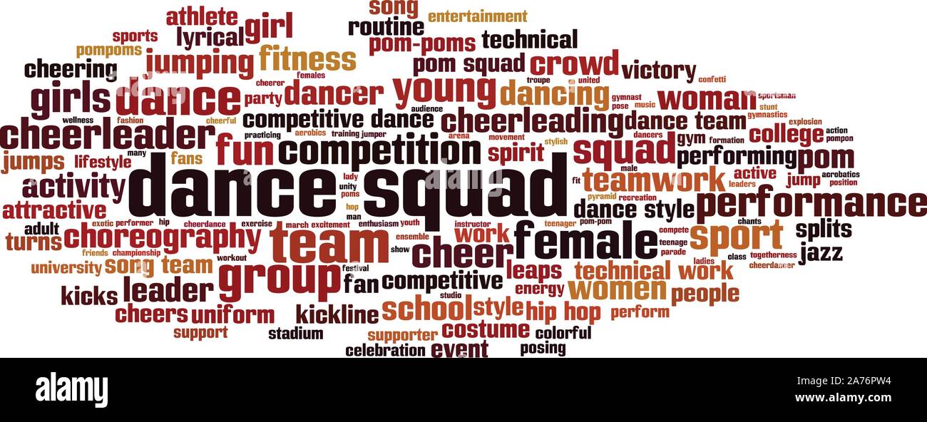 Dance squad word cloud concept. Collage made of words about dance squad