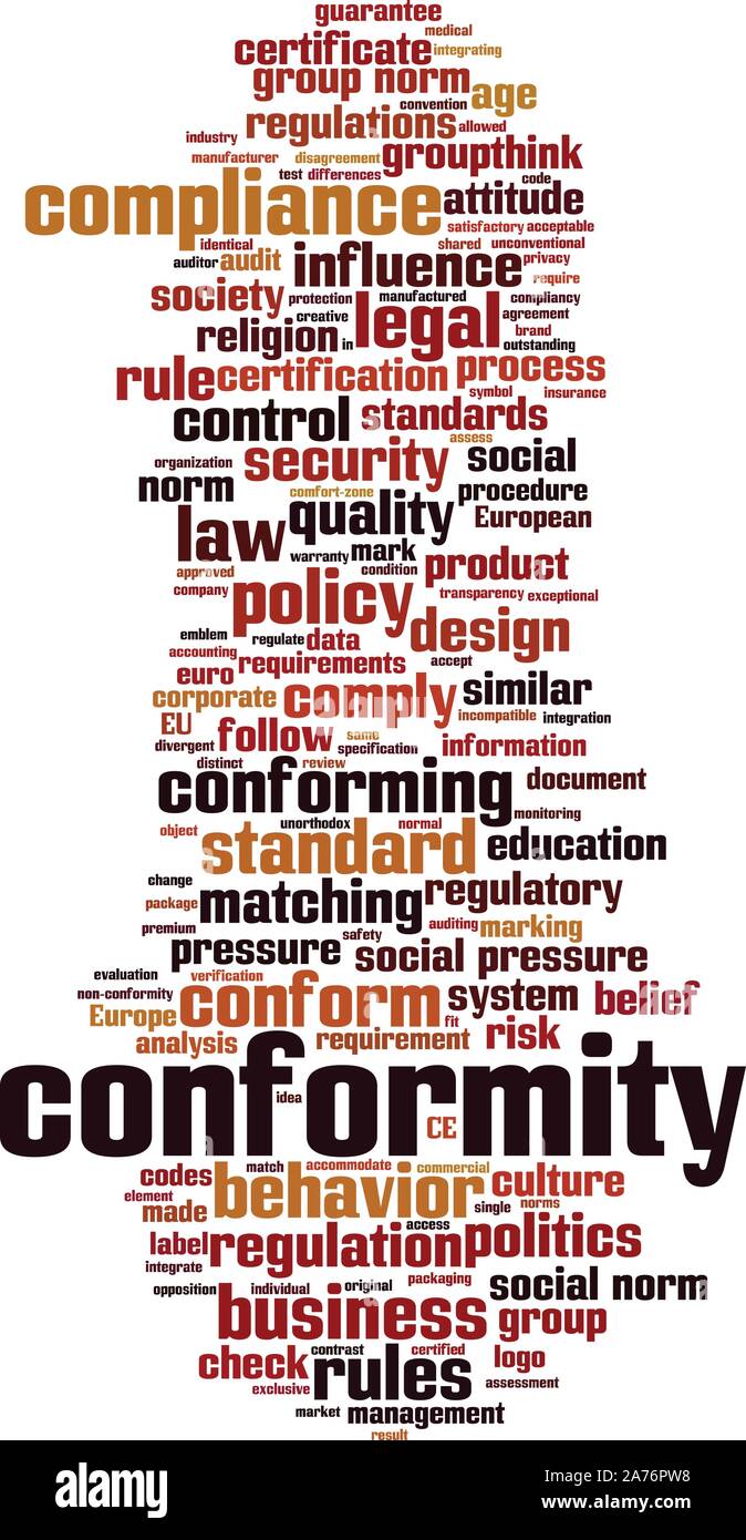 Conformity word cloud concept. Collage made of words about conformity. Vector illustration Stock Vector