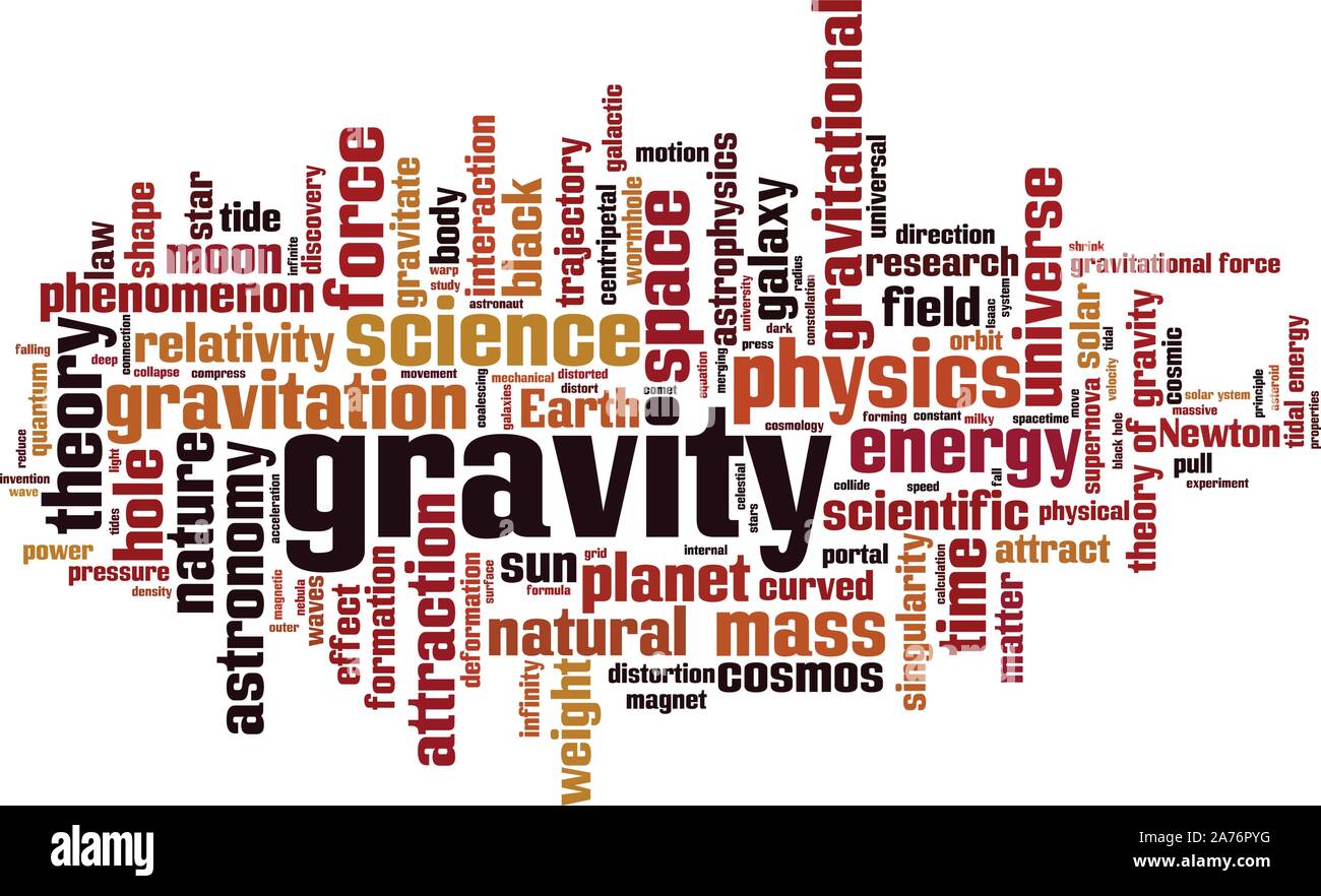 Gravity word cloud concept. Collage made of words about gravity. Vector illustration Stock Vector