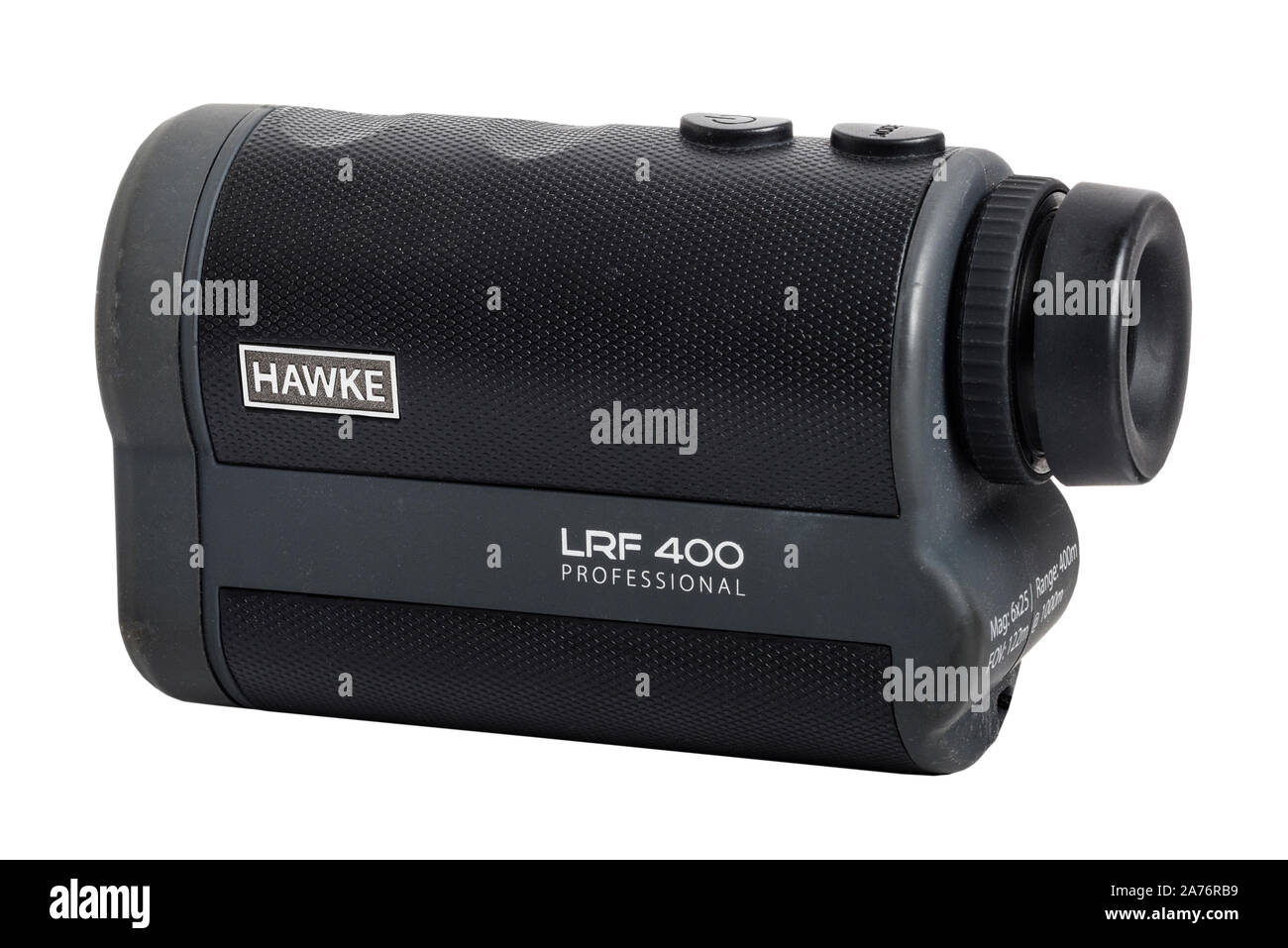 A Hawke LRF 400 rangefinder for measuring distances up to 400 metres on a white background Stock Photo