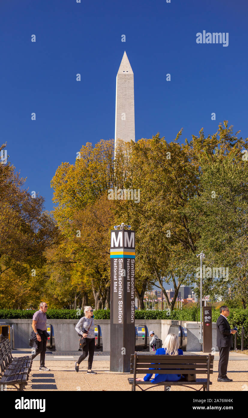 WASHINGTON, DC, USA - Metro stop, Smithsonian Station, National Mall. Stock Photo