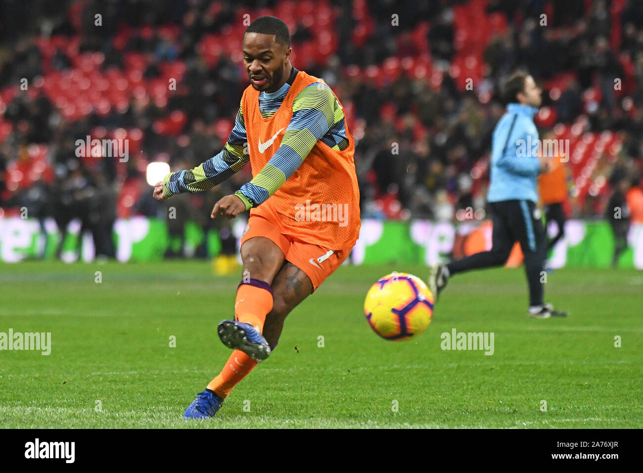 LONDON, ENGLAND - OCTOBER 29, 2018: Raheem Sterling of City pictured prior to the 2018/19 English Premier League game between Tottenham Hotspur and Manchester City at Wembley Stadium. Stock Photo