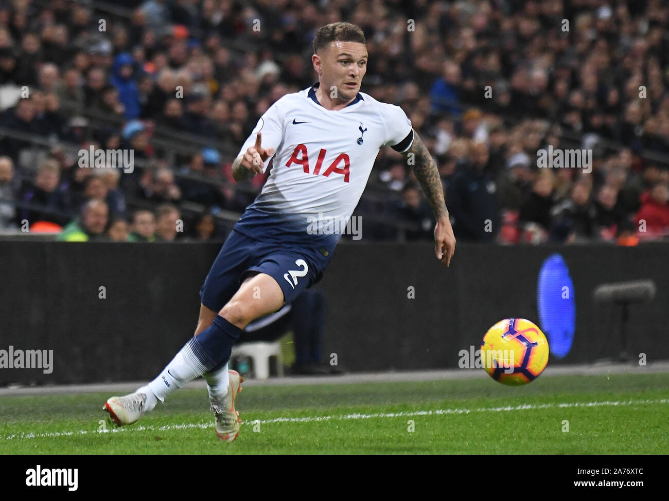 LONDON, ENGLAND - OCTOBER 29, 2018: Kieran Trippier of Tottenham pictured during the 2018/19 English Premier League game between Tottenham Hotspur and Manchester City at Wembley Stadium. Stock Photo