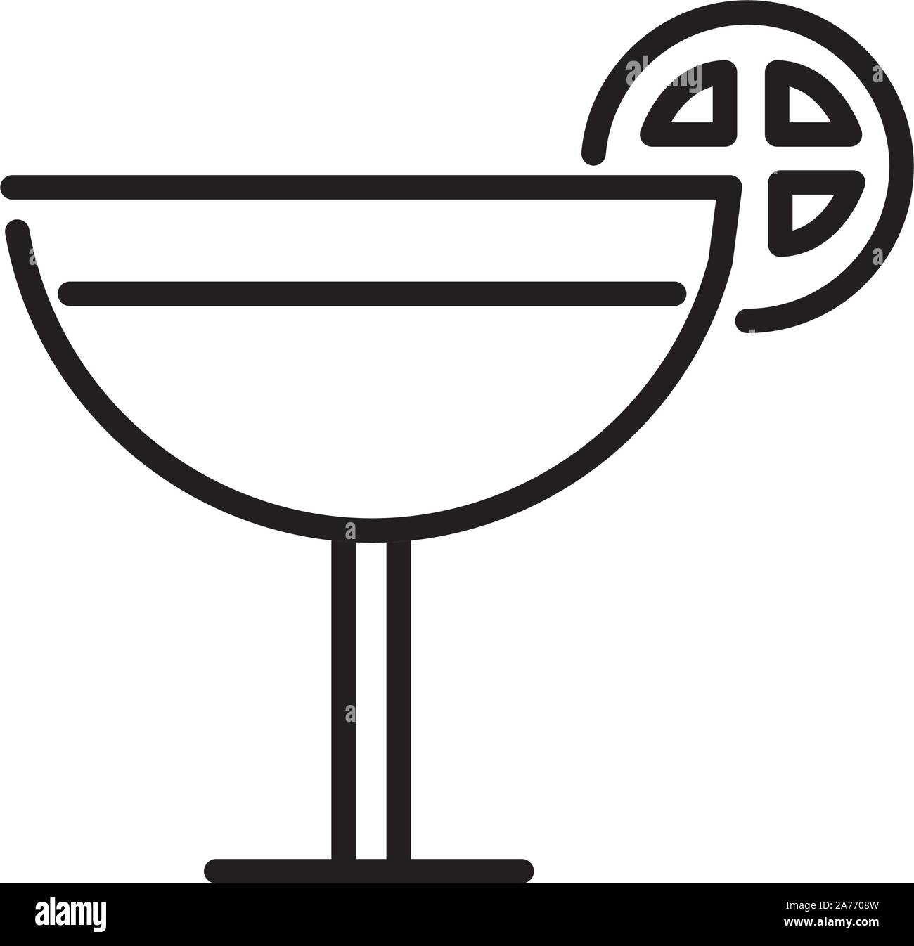 cocktail drink with lime tourism travel thick line vector illustration ...