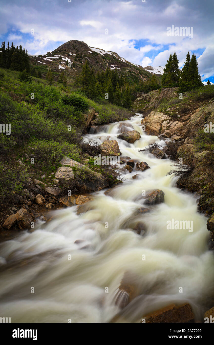 Mountain Stream Cascade in Colorado's Hunter Fryingpan Wilderness Stock