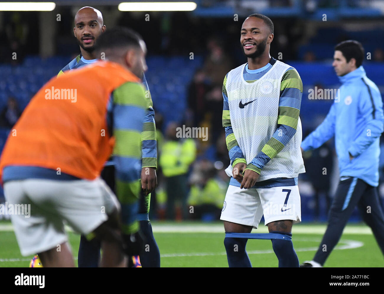 LONDON, ENGLAND - DECEMBER 8, 2018: Raheem Sterling of City pictured prior to the 2018/19 Premier League game between Chelsea FC and Manchester City at Stamford Bridge. Stock Photo