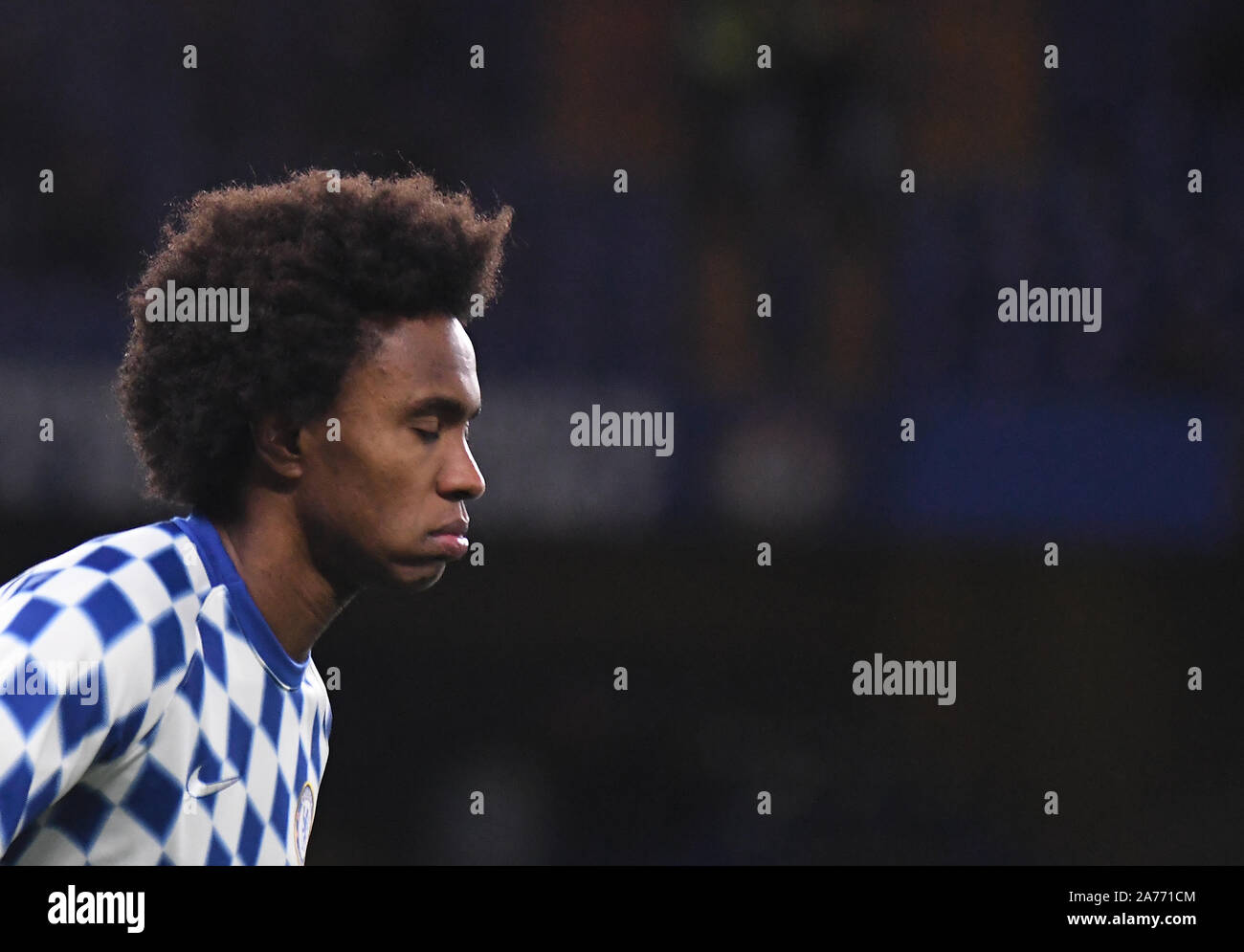 LONDON, ENGLAND - DECEMBER 8, 2018: Willian Borges da Silva of Chelsea pictured prior to the 2018/19 Premier League game between Chelsea FC and Manchester City at Stamford Bridge. Stock Photo